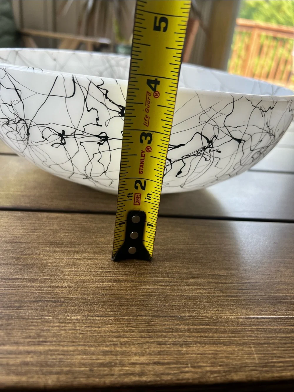 Hazel Atlas Black Drizzle Milk Glass Serving Bowl | Vintage Spaghetti String
